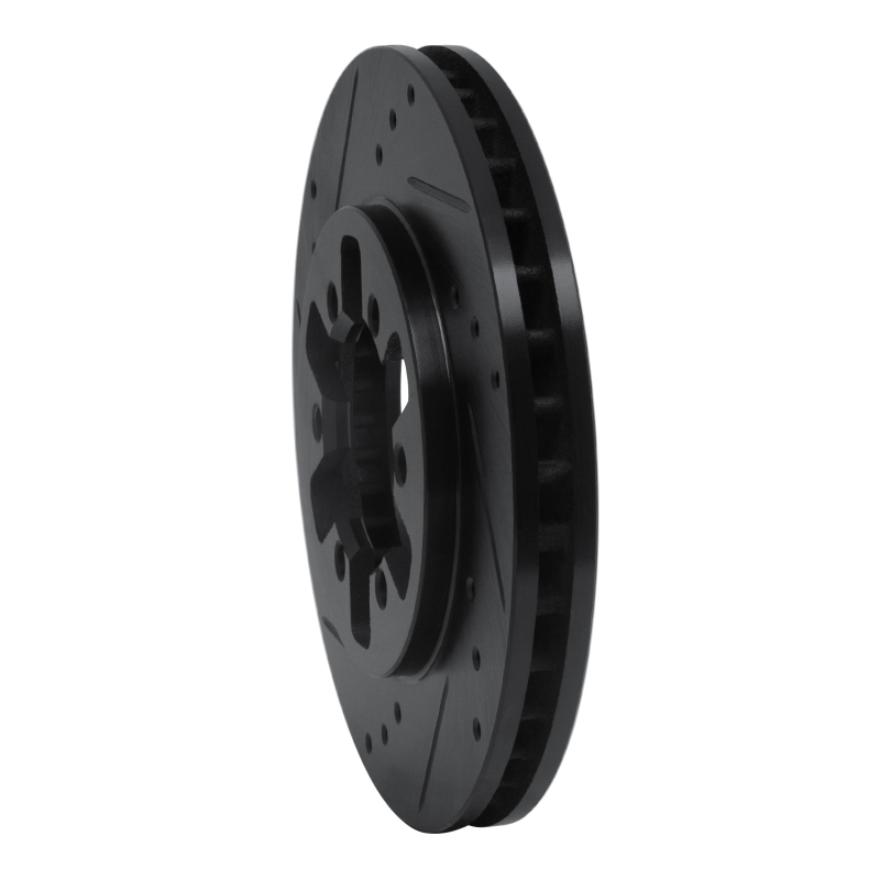 Nissan NP300 Brake Rotor (1) - Front Left - R1 Concepts - Drilled & Slotted - Black - `85-`12